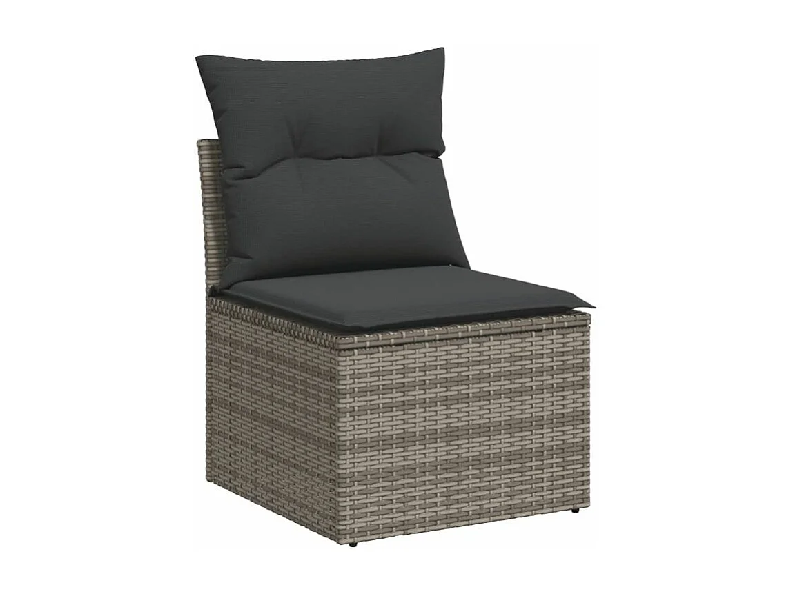 Salon de jardin 6 pcs avec coussins gris résine tressée