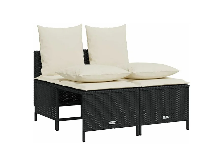 Salon de jardin 5 pcs avec coussins noir résine tressée