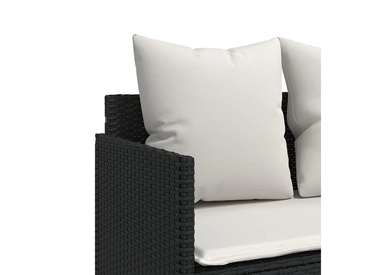 Salon de jardin 5 pcs avec coussins noir résine tressée