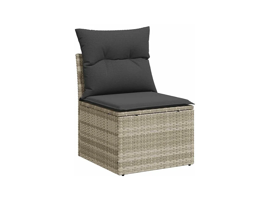 Salon de jardin 6 pcs avec coussins gris clair résine tressée