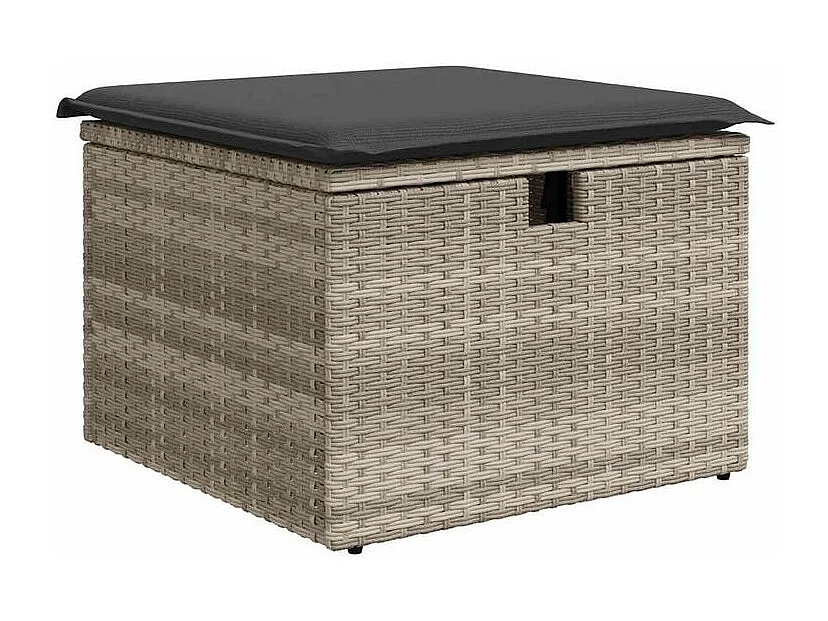 Salon de jardin 6 pcs avec coussins gris clair résine tressée