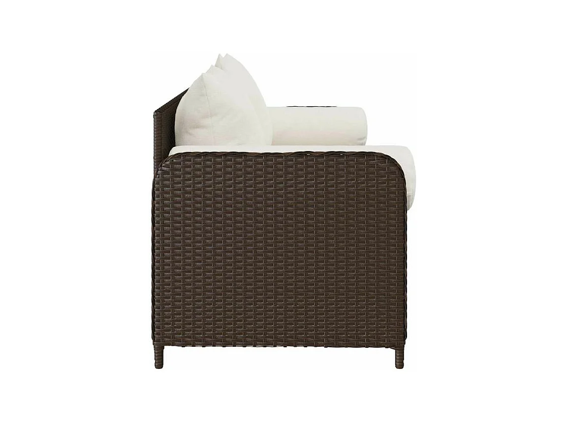 Canapé de jardin avec coussins 3 places brun résine tressée