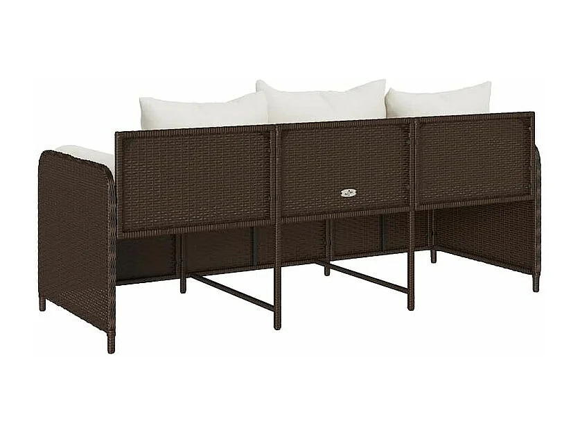 Canapé de jardin avec coussins 3 places brun résine tressée