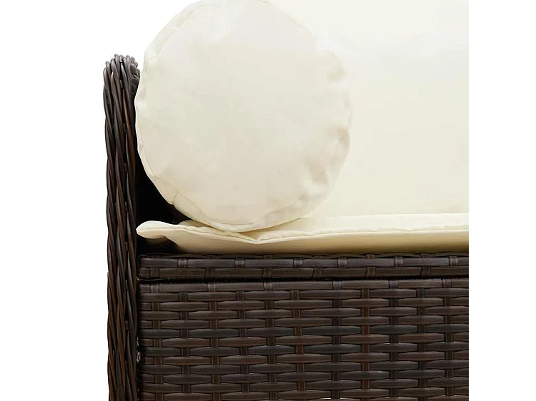 Canapé de jardin avec coussins 3 places brun résine tressée