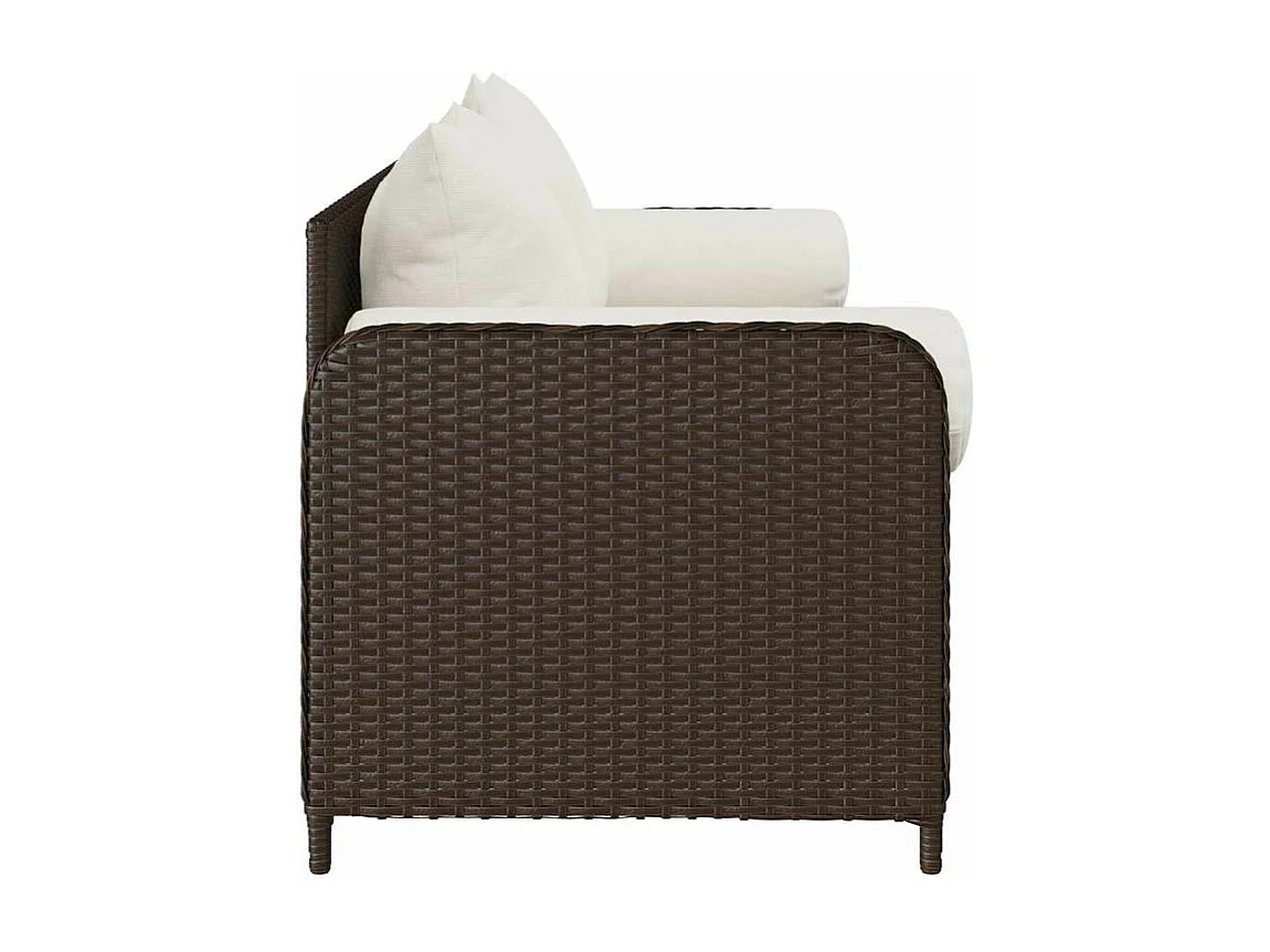 Canapé de jardin avec coussins 3 places brun résine tressée