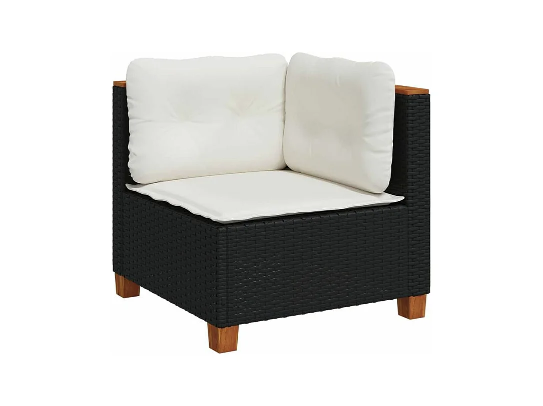 Salon de jardin 5 pcs avec coussins noir résine tressée