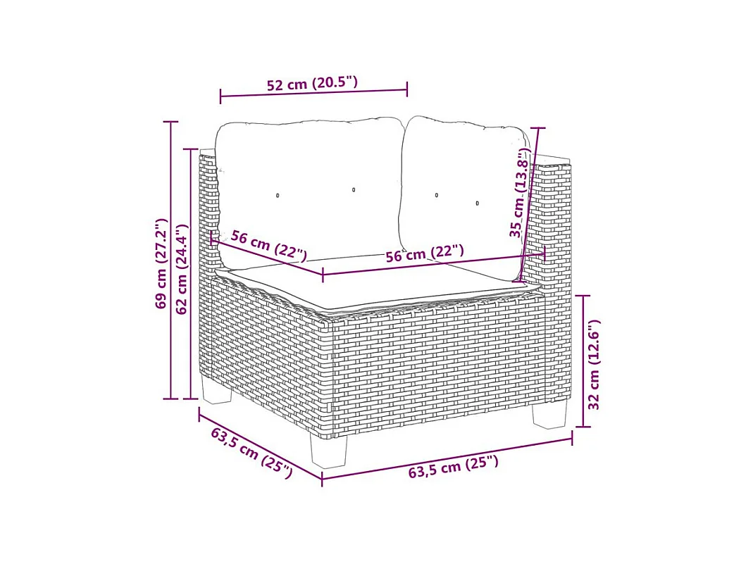 Salon de jardin 5 pcs avec coussins noir résine tressée