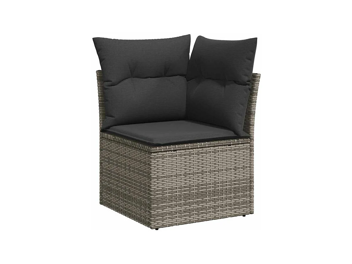 Salon de jardin 8 pcs avec coussins gris résine tressée