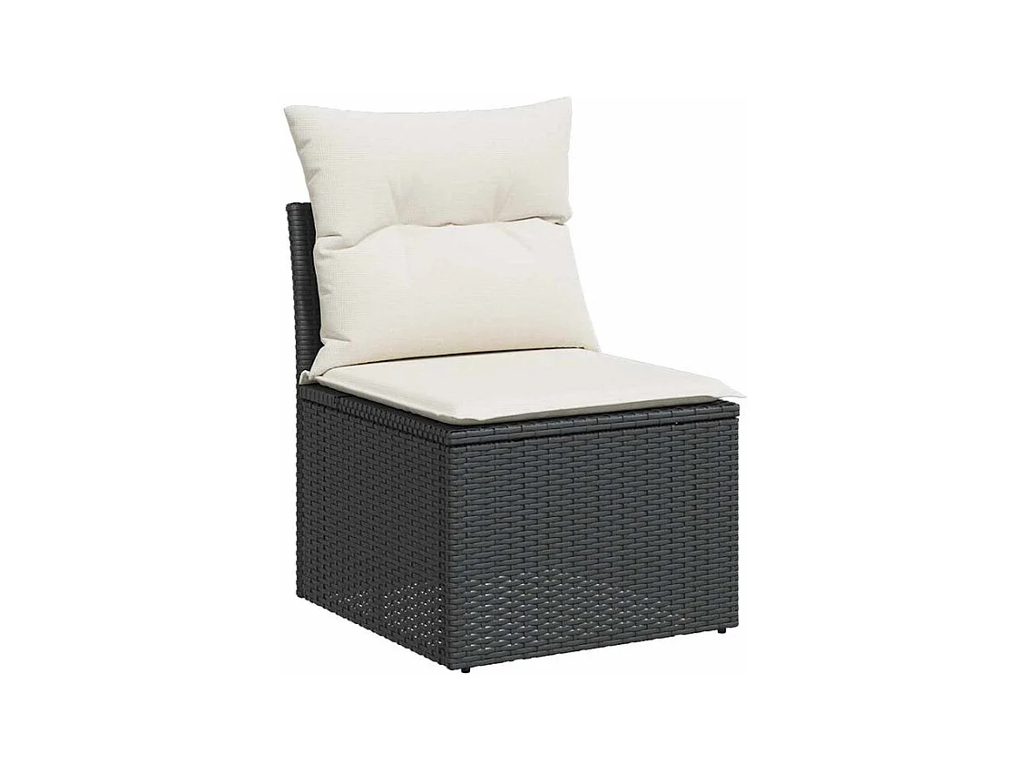 Salon de jardin 6 pcs avec coussins noir résine tressée