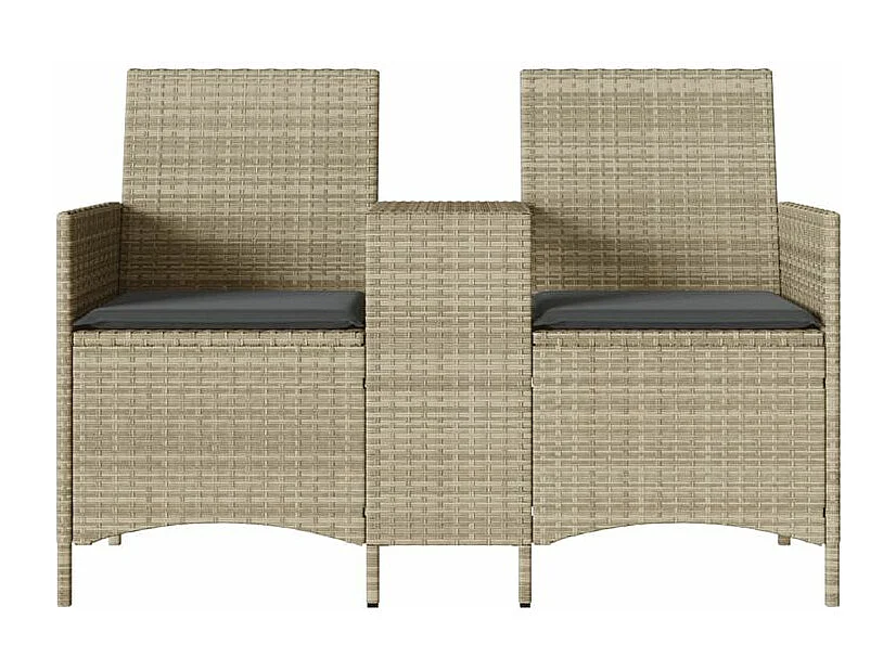 Canapé de jardin 2 places avec table et coussins résine tressée