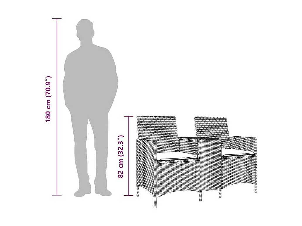 Canapé de jardin 2 places avec table et coussins résine tressée