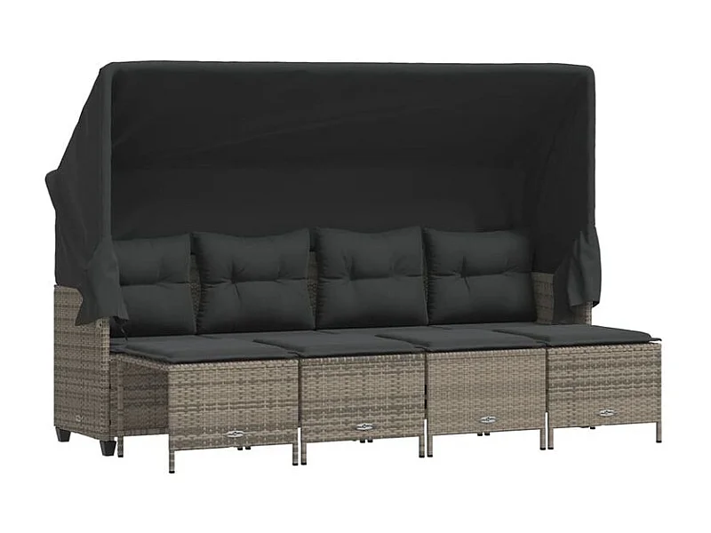 Salon de jardin 5 pcs avec coussins gris résine tressée