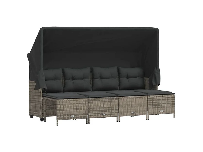 Salon de jardin 5 pcs avec coussins gris résine tressée