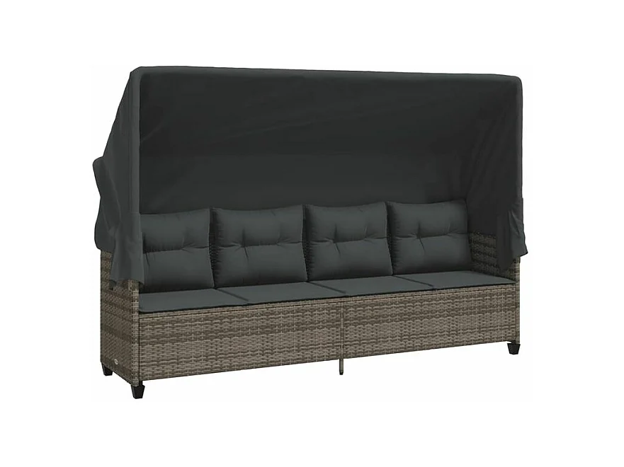 Salon de jardin 5 pcs avec coussins gris résine tressée