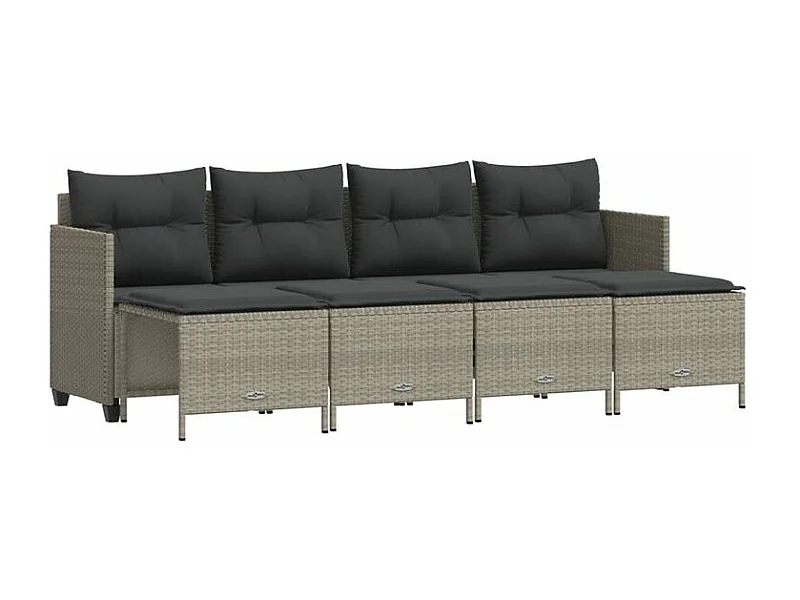 Salon de jardin 5 pcs avec coussins gris clair résine tressée