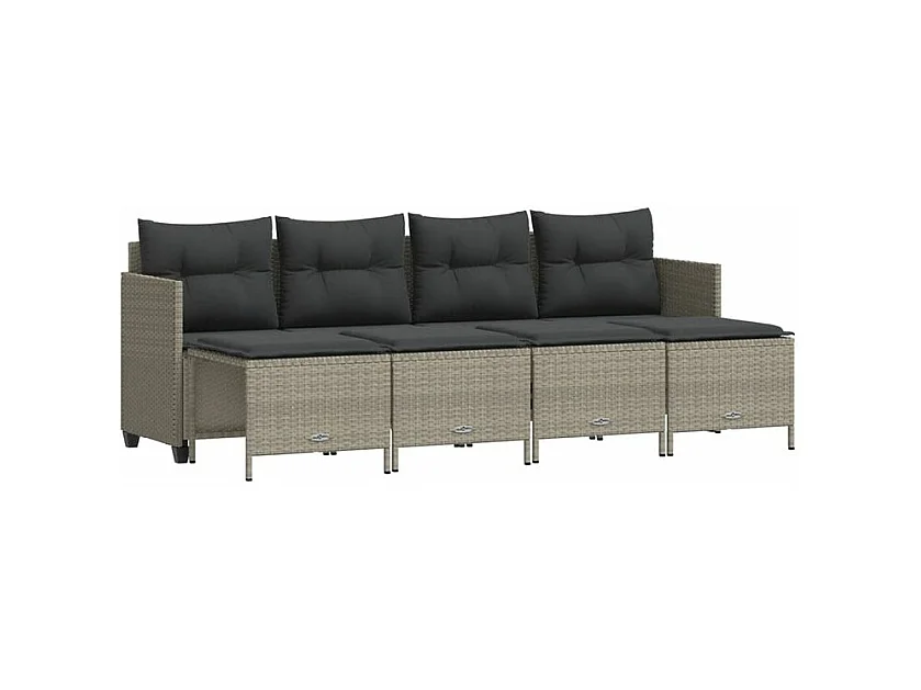 Salon de jardin 5 pcs avec coussins gris clair résine tressée