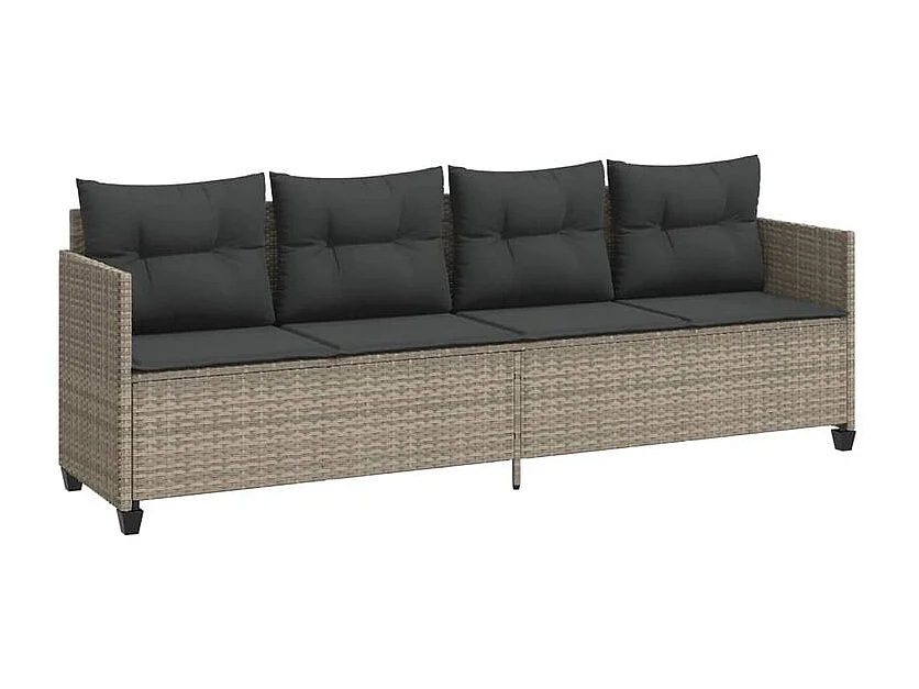 Salon de jardin 5 pcs avec coussins gris clair résine tressée