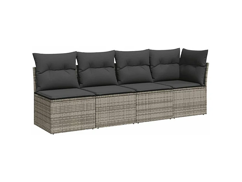 Salon de jardin 11 pcs avec coussins gris résine tressée