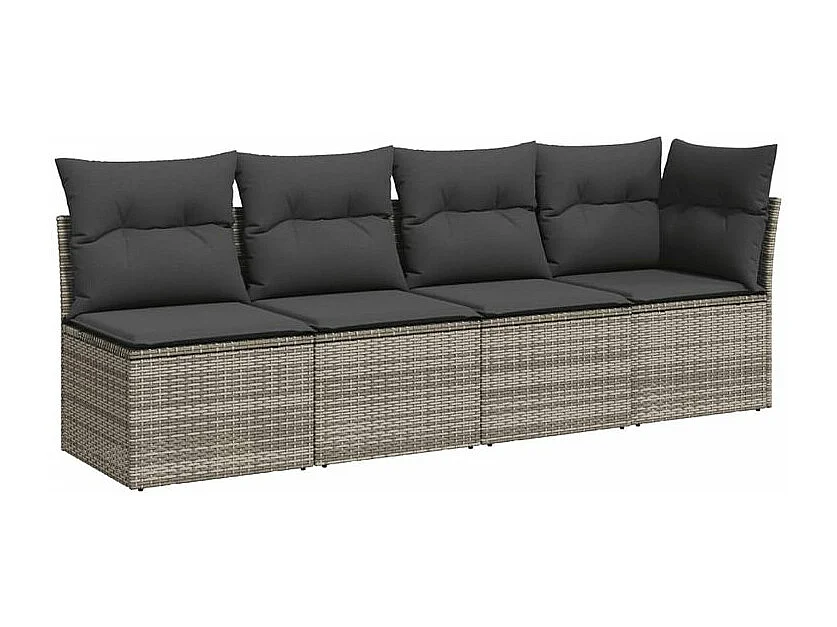 Salon de jardin 11 pcs avec coussins gris résine tressée