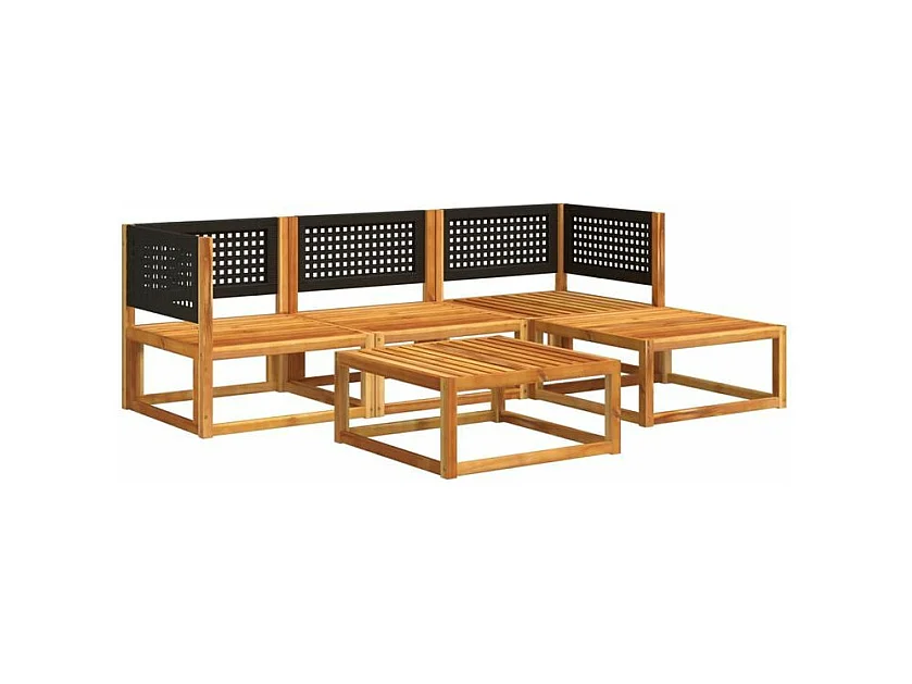 Salon de jardin avec coussins 5 pcs Bois d'acacia solide