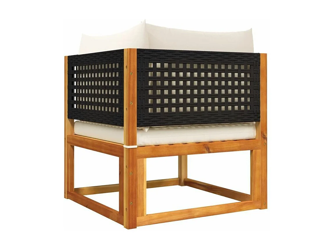 Salon de jardin avec coussins 5 pcs Bois d'acacia solide