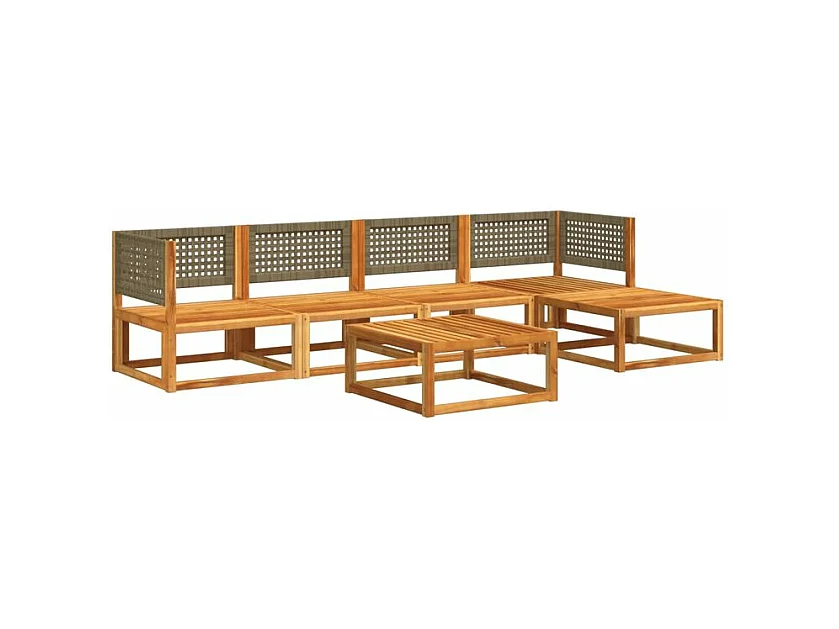 Salon de jardin avec coussins 6 pcs bois d'acacia solide