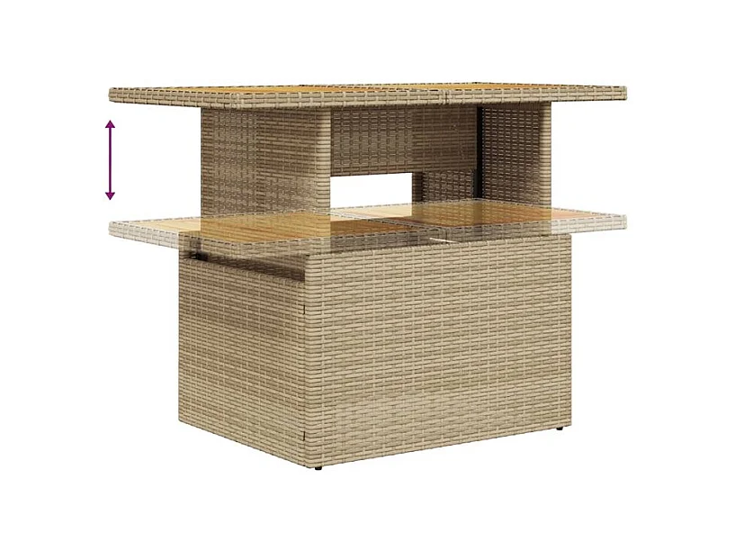 Salon de jardin avec coussins 8 pcs beige résine tressée