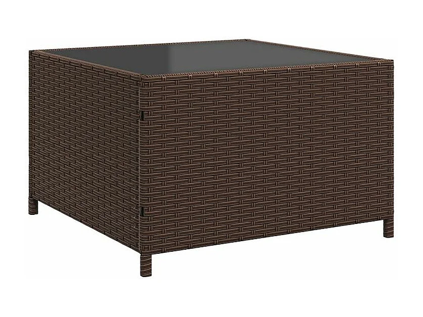 Canapé de jardin avec table et coussins en forme de L marron