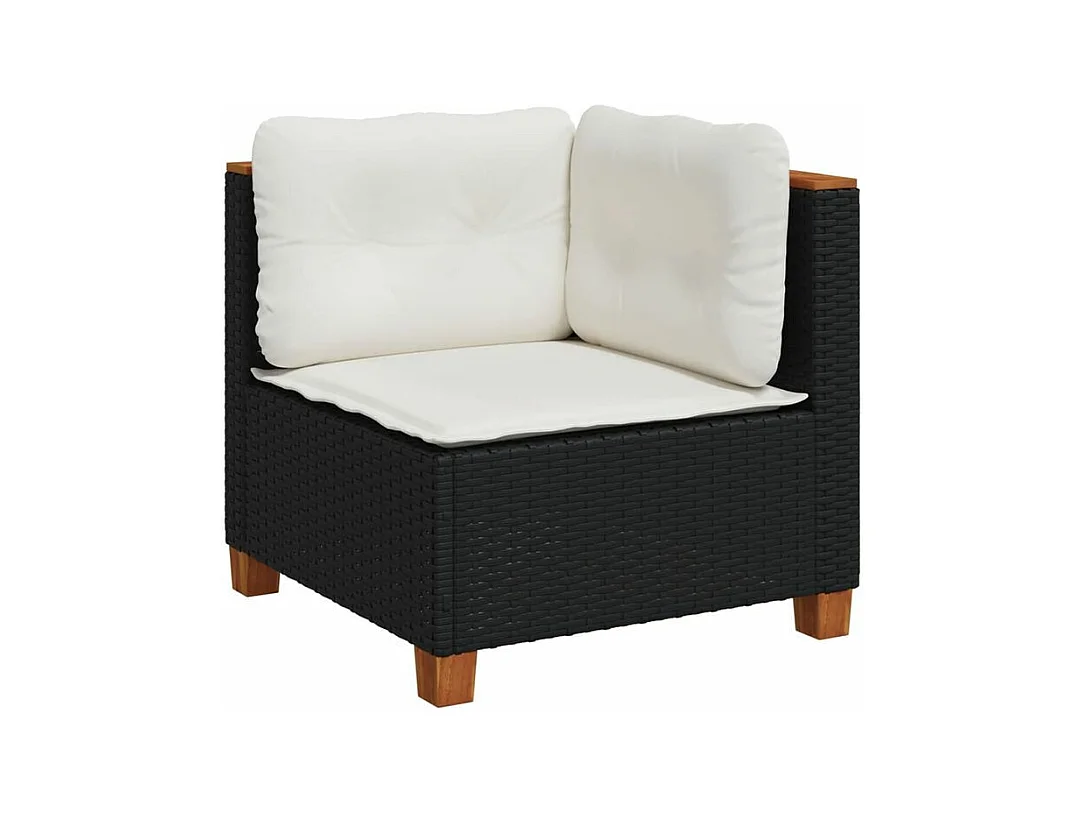 Salon de jardin 7 pcs avec coussins noir résine tressée