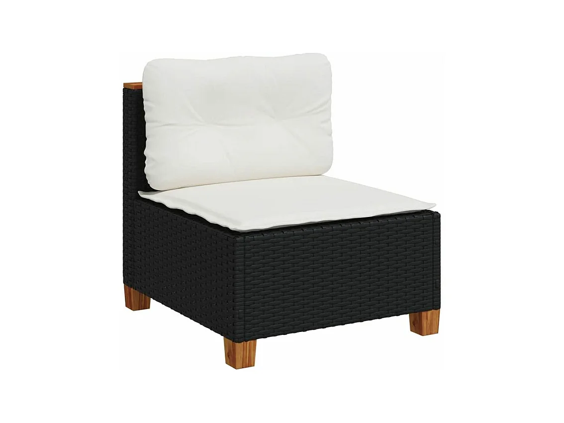 Salon de jardin 7 pcs avec coussins noir résine tressée