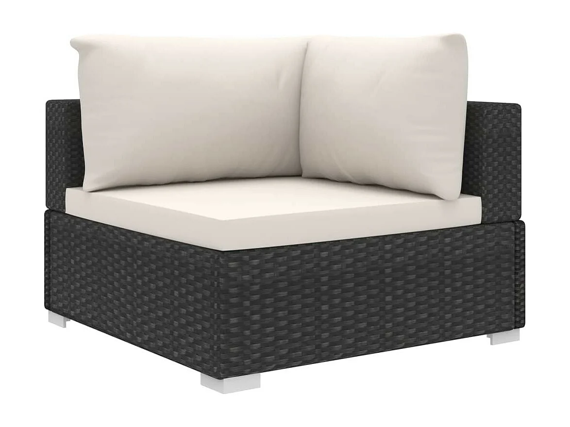 Salon de jardin 11 pcs avec coussins Résine tressée Noir 19