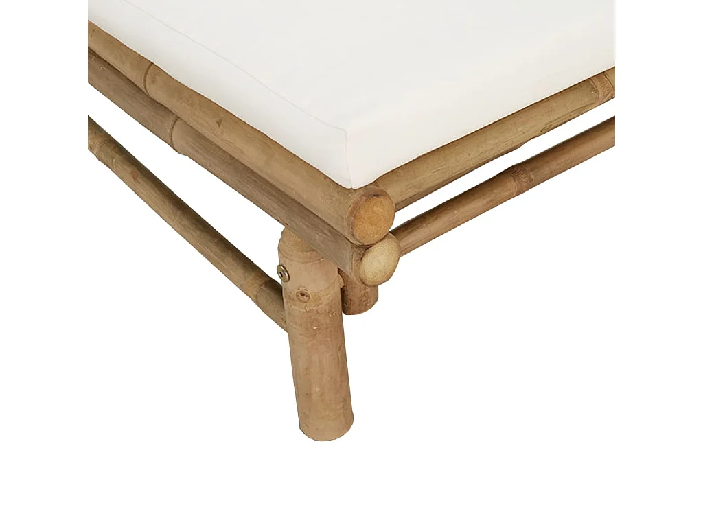 Salon de jardin 3 pcs avec coussins blanc crème bambou