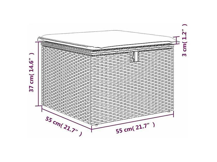Salon de jardin 2 pcs avec coussins gris résine tressée acacia
