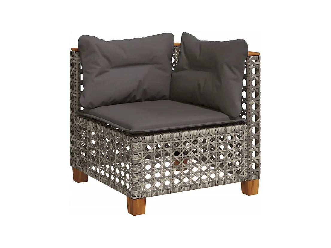 Salon de jardin 5 pcs avec coussins gris résine tressée