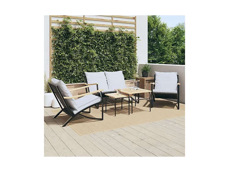 Ensemble de meubles de balcon avec coussins 5 pcs noir acier