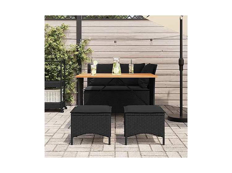 Ensemble à manger de jardin 4 pcs avec coussins noir