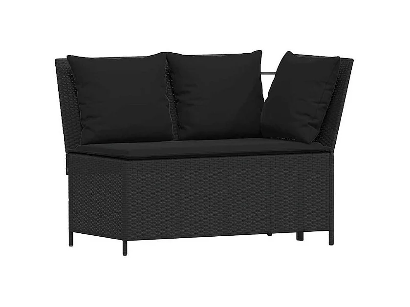 Ensemble à manger de jardin 4 pcs avec coussins noir