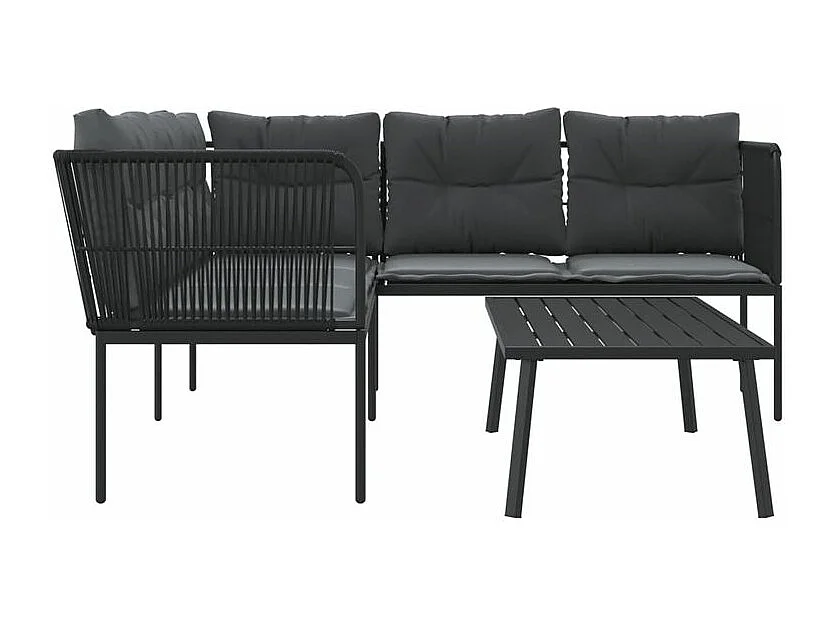 Ensemble de canapés de jardin et coussins noir acier textilène