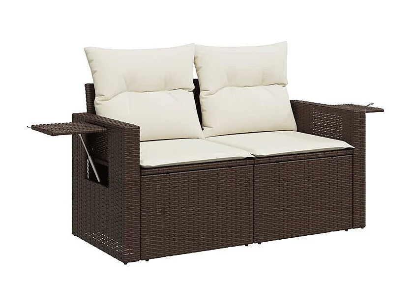 Salon de jardin avec coussins 5 pcs marron résine tressée