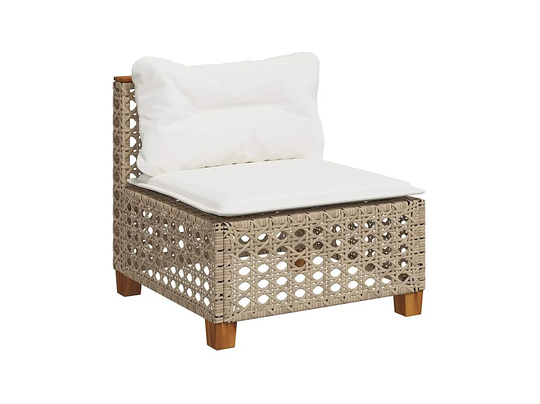 Salon de jardin avec coussins 6 pcs beige résine tressée