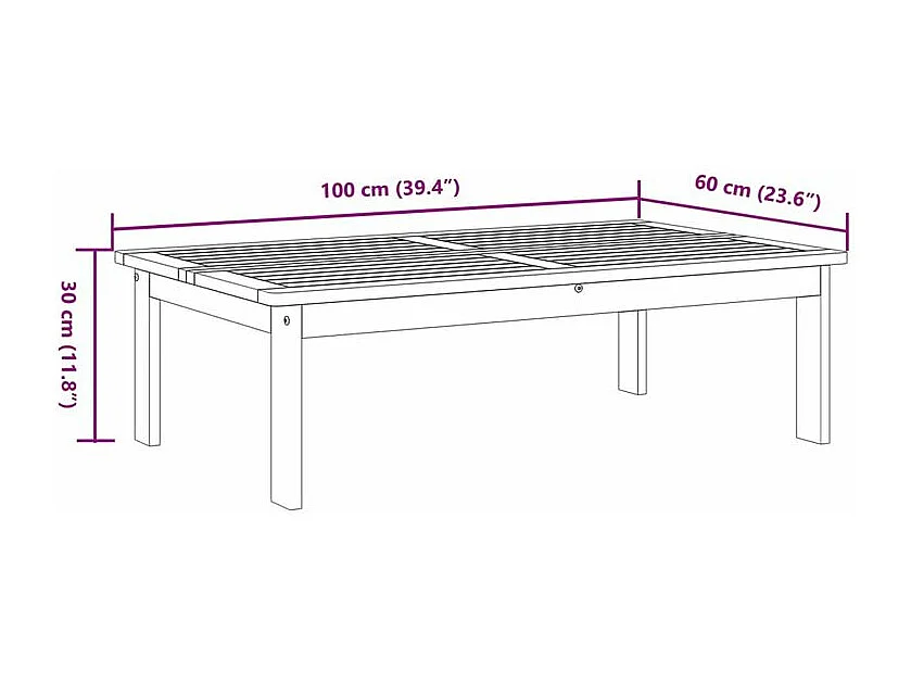 Table de jardin 100x60x30 bois d'acacia solide