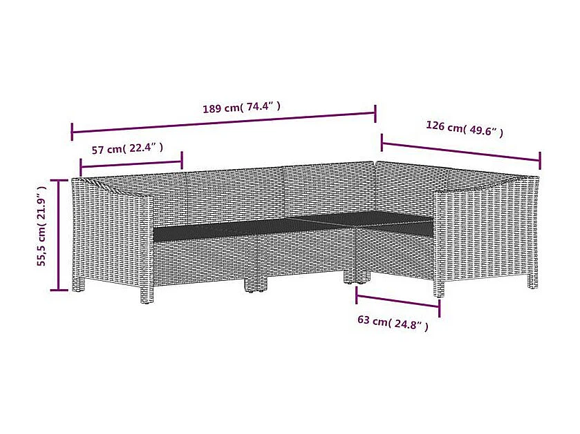 Salon de jardin 6 pcs avec coussins Gris Résine tressée