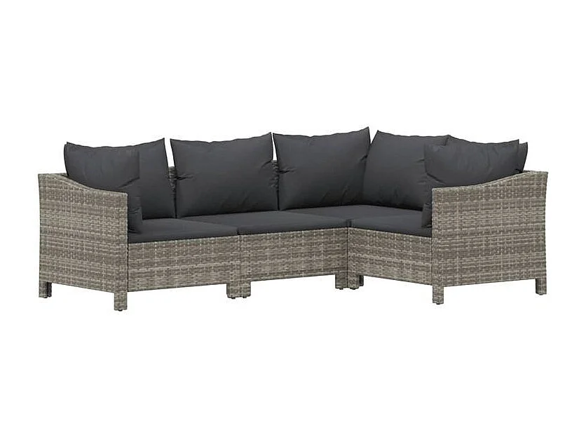 Salon de jardin 6 pcs avec coussins Gris Résine tressée