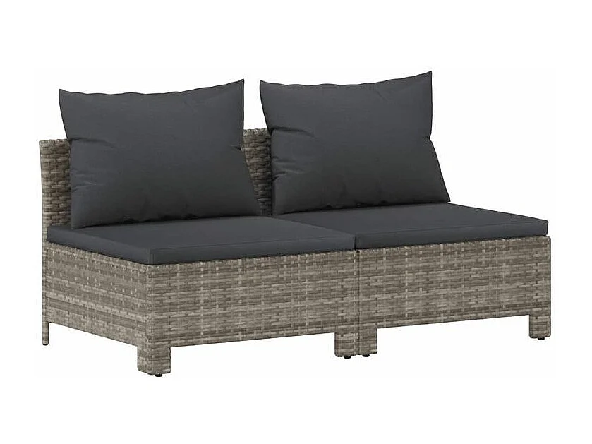 Salon de jardin 6 pcs avec coussins Gris Résine tressée