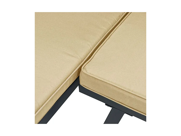 Salon de jardin avec coussins 5 pcs noir acier enduit de poudre