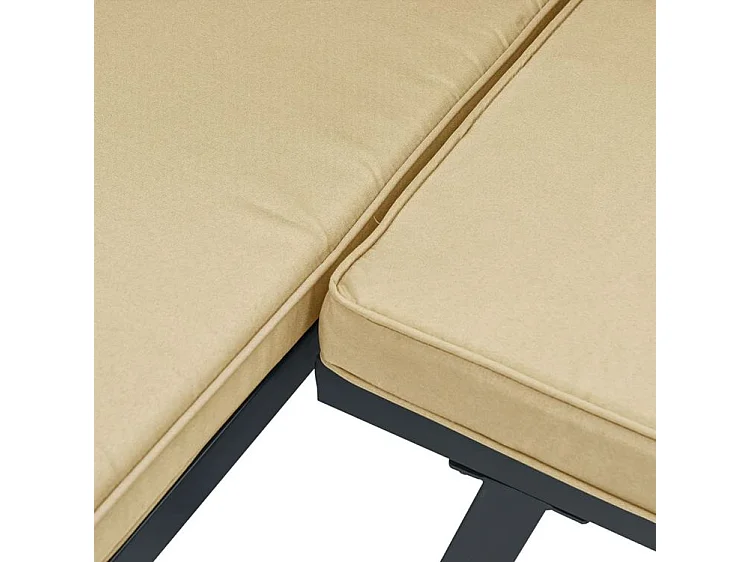 Salon de jardin avec coussins 5 pcs noir acier enduit de poudre