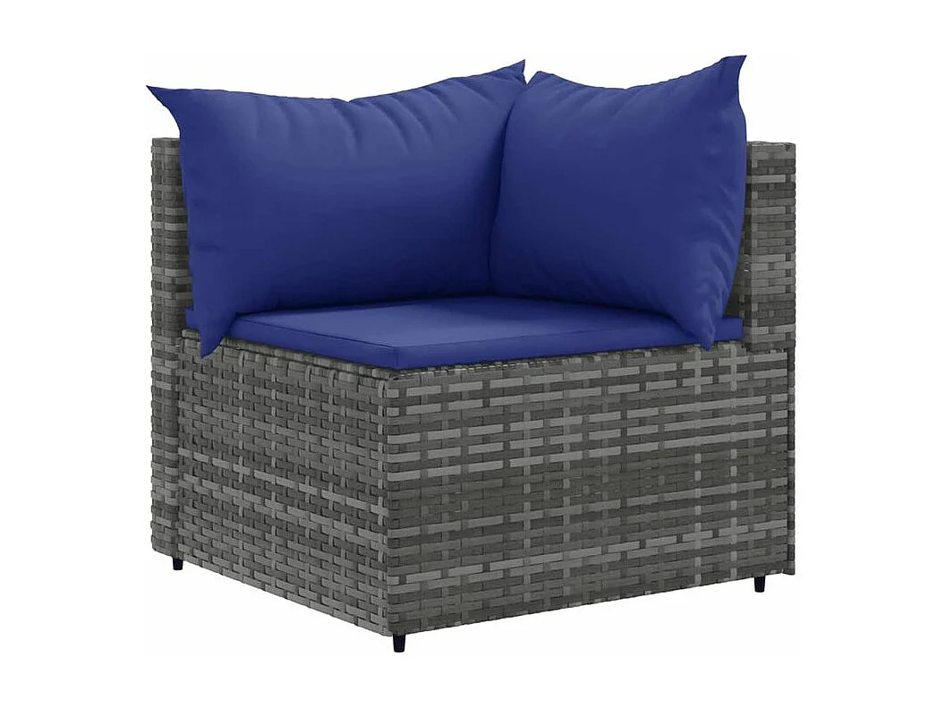 Salon de jardin 5 pcs avec coussins Gris Résine tressée