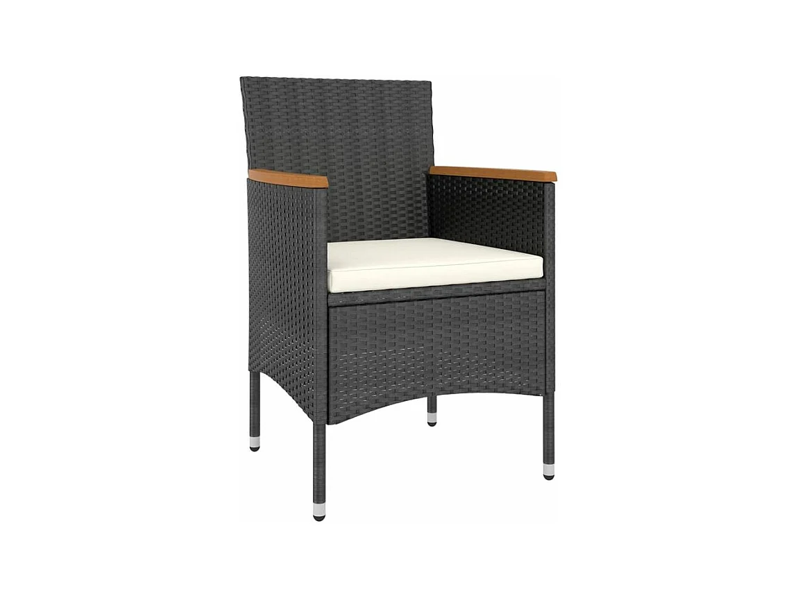 Ensemble à dîner de jardin 5 pcs Résine tressée et acacia Noir