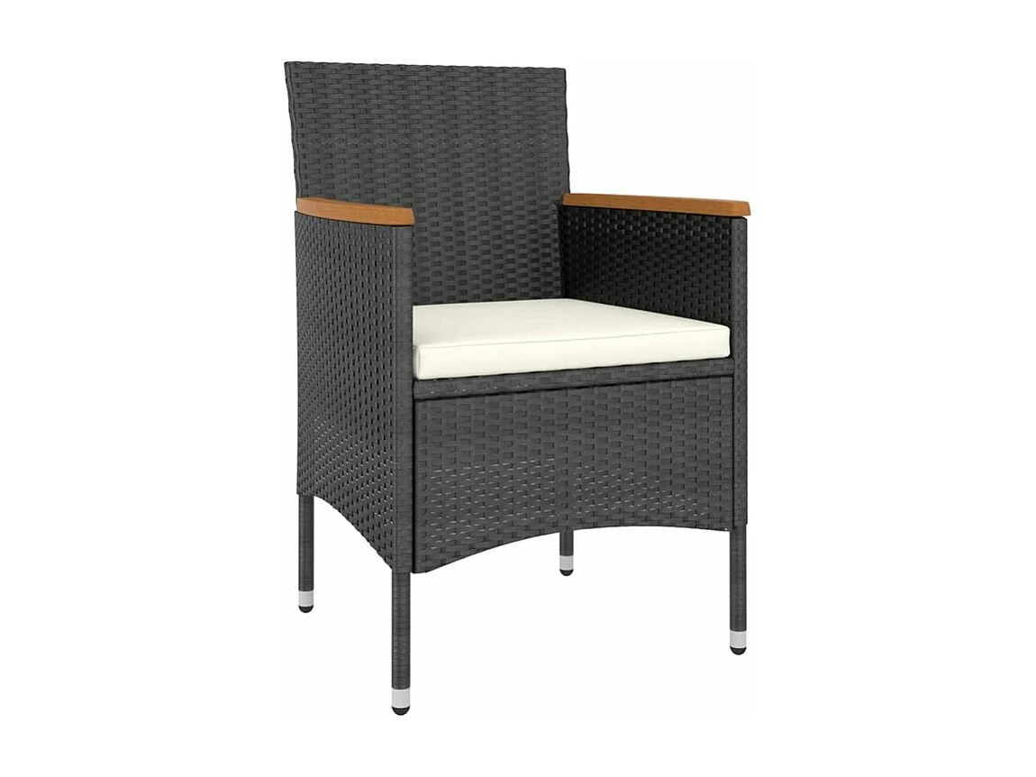 Ensemble à dîner de jardin 5 pcs Résine tressée et acacia Noir