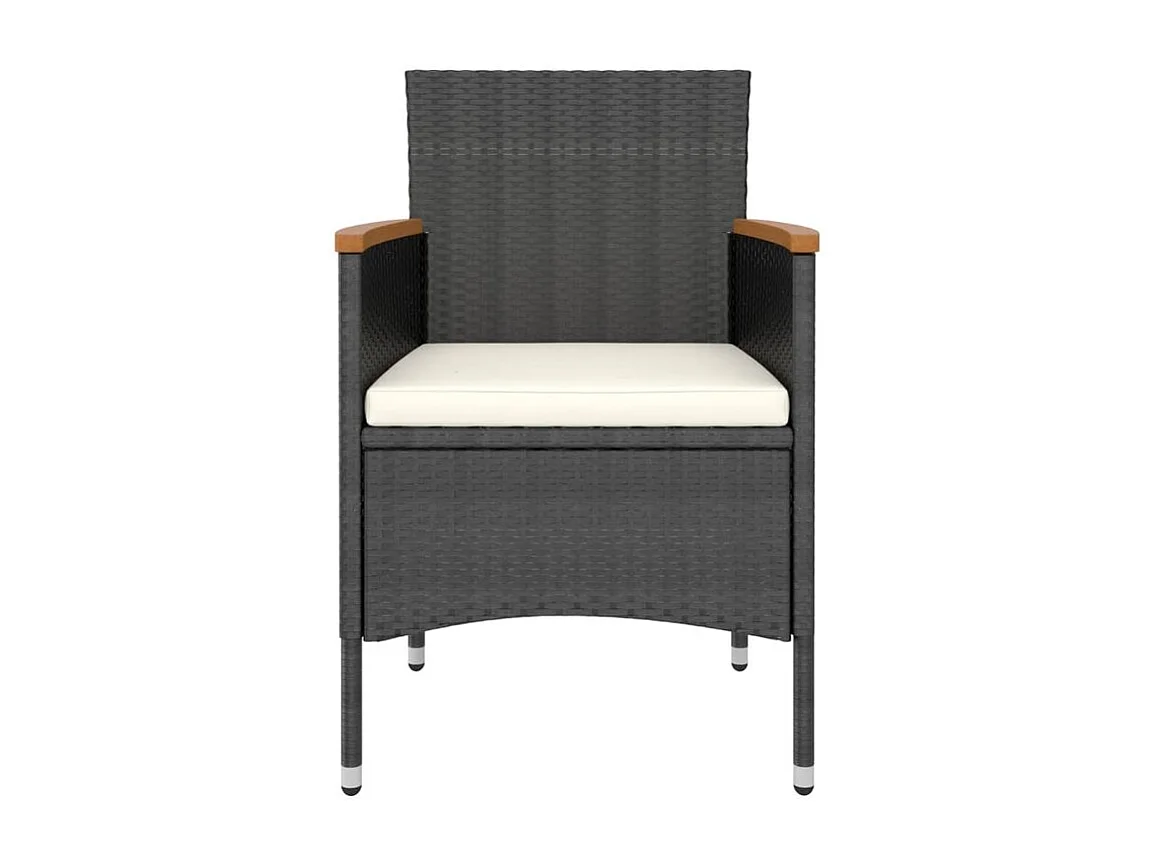 Ensemble à dîner de jardin 5 pcs Résine tressée et acacia Noir